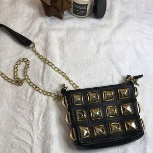 Black leather bag.